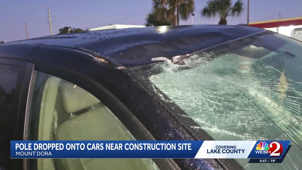Pole falls on cars near Lake County roundabout work — WESH 2 Orlando, Waco Community news